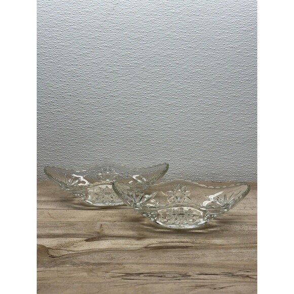 Vtg 1960 Anchor Hocking Star Of David Prescut Glass Small Gondola Bowl Set Of 2 - Picture 1 of 7